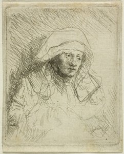 Nemocná žena s velkou bílou čelenkou (Saskia) od Rembrandt van Rijn