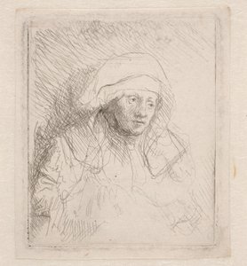 Nemocná žena s velkou bílou čelenkou (Saskia) od Rembrandt van Rijn