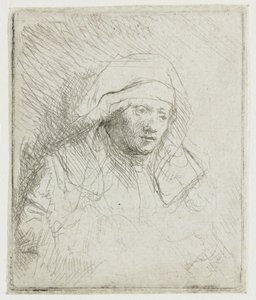 Nemocná žena s velkou bílou čelenkou (Saskia) od Rembrandt van Rijn