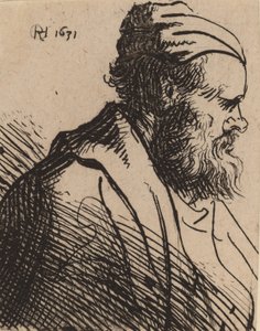 Muž s tupým nosem v čepici v roce 1630 nebo dříve. od Rembrandt van Rijn