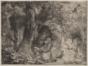 Svatý František se modlí pod stromem od Rembrandt van Rijn