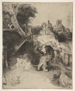 St. Jerome Reading v italské krajině, ca. 1653. od Rembrandt van Rijn