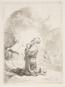 Svatý Jeroným v modlitbě od Rembrandt van Rijn