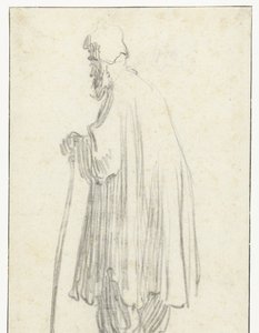 Stojící muž s holí, tváří vlevo od Rembrandt van Rijn