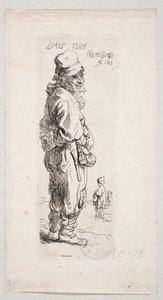 Stojící venkovan otočený doprava „DatS niet“ od Rembrandt van Rijn