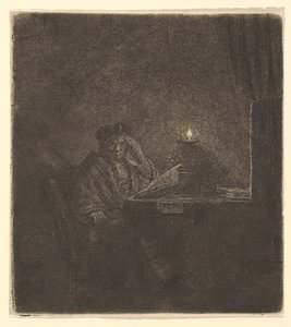 Student u stolu při svíčkách, ca. 1642. od Rembrandt van Rijn