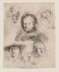 Studie hlavy Saskie a dalších od Rembrandt van Rijn