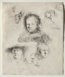 Studie hlavy Saskie a dalších, 1636. od Rembrandt van Rijn