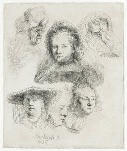 Studie hlavy Saskie a dalších od Rembrandt van Rijn