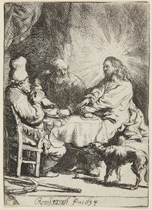 Večeře v Emauzích (malý talíř) od Rembrandt van Rijn
