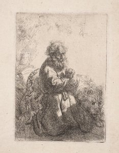 Svatý Jeroným při modlitbě od Rembrandt van Rijn