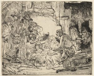 Klanění pastýřů: S lampou od Rembrandt van Rijn
