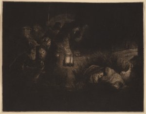 Klanění pastýřů: noční scéna od Rembrandt van Rijn