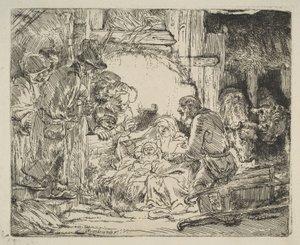 Klanění pastýřů, s lampou, ca. 1654. od Rembrandt van Rijn