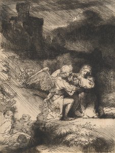 Agónie v zahradě, kolem 1657 (lept a suchá jehla) od Rembrandt van Rijn
