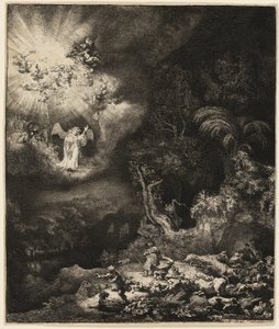 Anděl zjevující se pastýřům od Rembrandt van Rijn