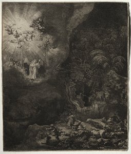 Anděl zjevující se pastýřům od Rembrandt van Rijn