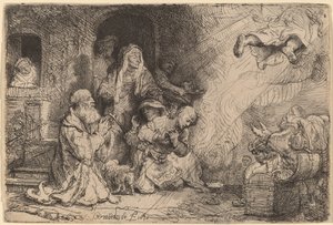 Anděl odcházející z Tobiášovy rodiny od Rembrandt van Rijn