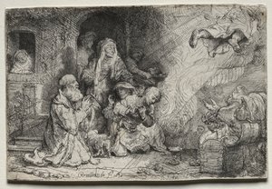 Anděl odcházející z Tobitovy rodiny od Rembrandt van Rijn