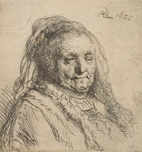 Umělcova matka: Hlava a poprsí, tři čtvrtiny vpravo, 1628., 1628. od Rembrandt van Rijn