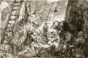 Obřízka ve stáji, 1654 od Rembrandt van Rijn