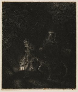 Útěk do Egypta (noční scéna) od Rembrandt van Rijn