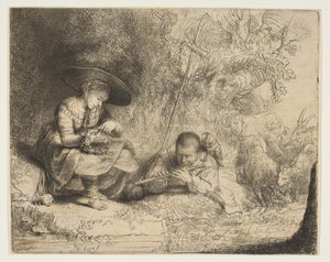 Hráč na flétnu, 1642. od Rembrandt van Rijn
