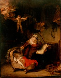 Svatá rodina s anděly od Rembrandt van Rijn