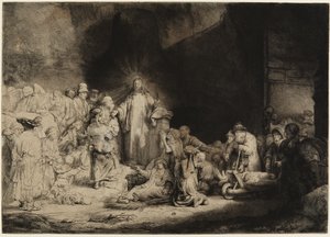 Tisk „Sto guldenů“ od Rembrandt van Rijn