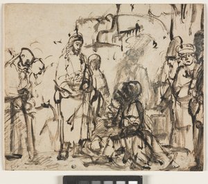 Setkání Krista s Martou a Marií po smrti Lazara, c.1662-65 od Rembrandt van Rijn