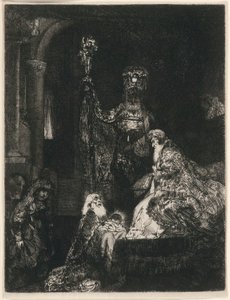 Prezentace v chrámu temným způsobem od Rembrandt van Rijn