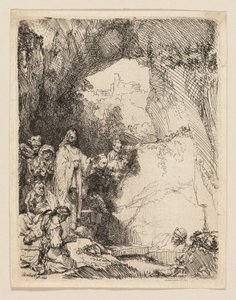 Vzkříšení Lazara: Malý talíř od Rembrandt van Rijn