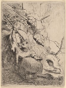 Lov malého lva (s jedním lvem) od Rembrandt van Rijn