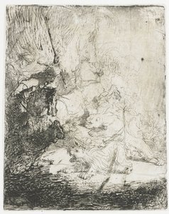 Lov na malého lva se dvěma lvy od Rembrandt van Rijn