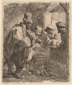 Strolling Musicians od Rembrandt van Rijn