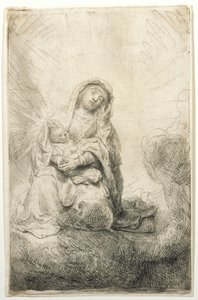 Panna Marie s dítětem v oblacích od Rembrandt van Rijn