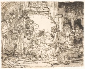 Klanění pastýřů (s lampou) od Rembrandt van Rijn