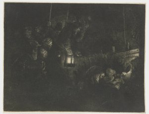 Klanění pastýřů: noční kus od Rembrandt van Rijn