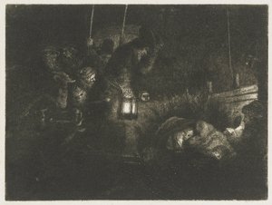 Klanění pastýřů: noční scéna od Rembrandt van Rijn