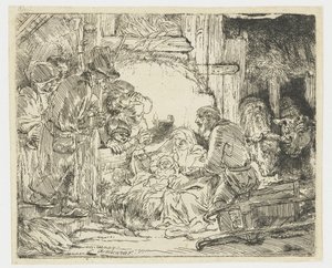 Klanění pastýřů: s lampou od Rembrandt van Rijn