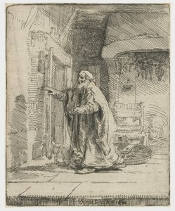 Tobitova slepota: větší talíř od Rembrandt van Rijn