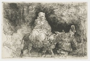 Let do Egypta přes potok od Rembrandt van Rijn