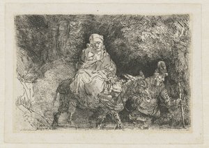 Let do Egypta přes potok od Rembrandt van Rijn