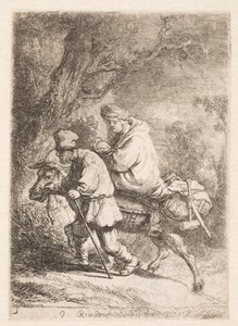 Útěk do Egypta: malý talíř od Rembrandt van Rijn