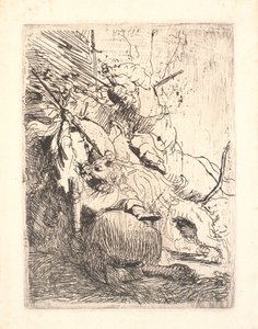 Lov malého lva (s jedním lvem) od Rembrandt van Rijn