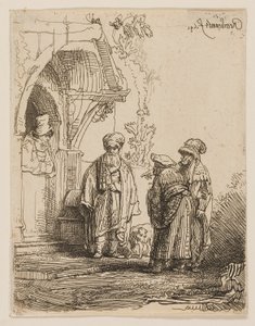 Tři orientální postavy (Jakob a Laban?) od Rembrandt van Rijn