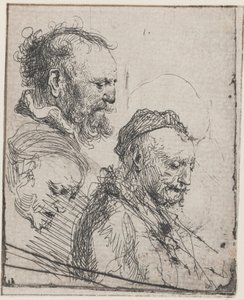 Tři studie hlav starých mužů od Rembrandt van Rijn