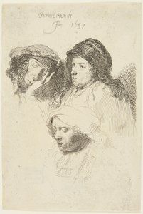 Tři ženské hlavy od Rembrandt van Rijn