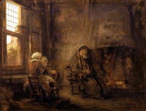 Tobit a Anna čekají na návrat svého syna, 1659 od Rembrandt van Rijn