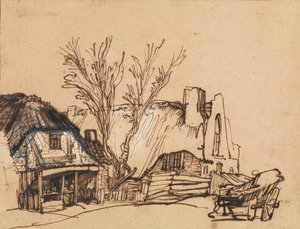 Dvě chaty, ca. 1636. od Rembrandt van Rijn